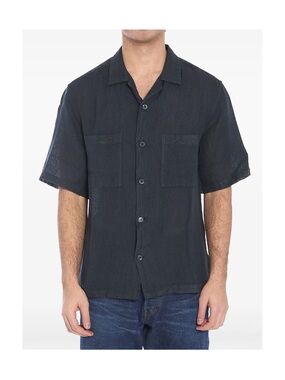 Barena Men's Short-Sleeve Button-Down Shirt in Charcoal
